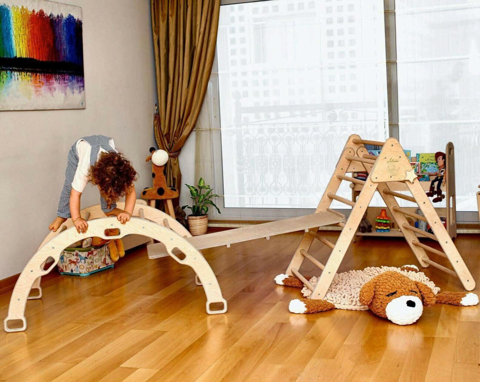 montessori-climbing-set-3-pieces-pikler-triangle-climbing-arch-ramp-Gift-Baby-ToysActivity Gym Sets-1