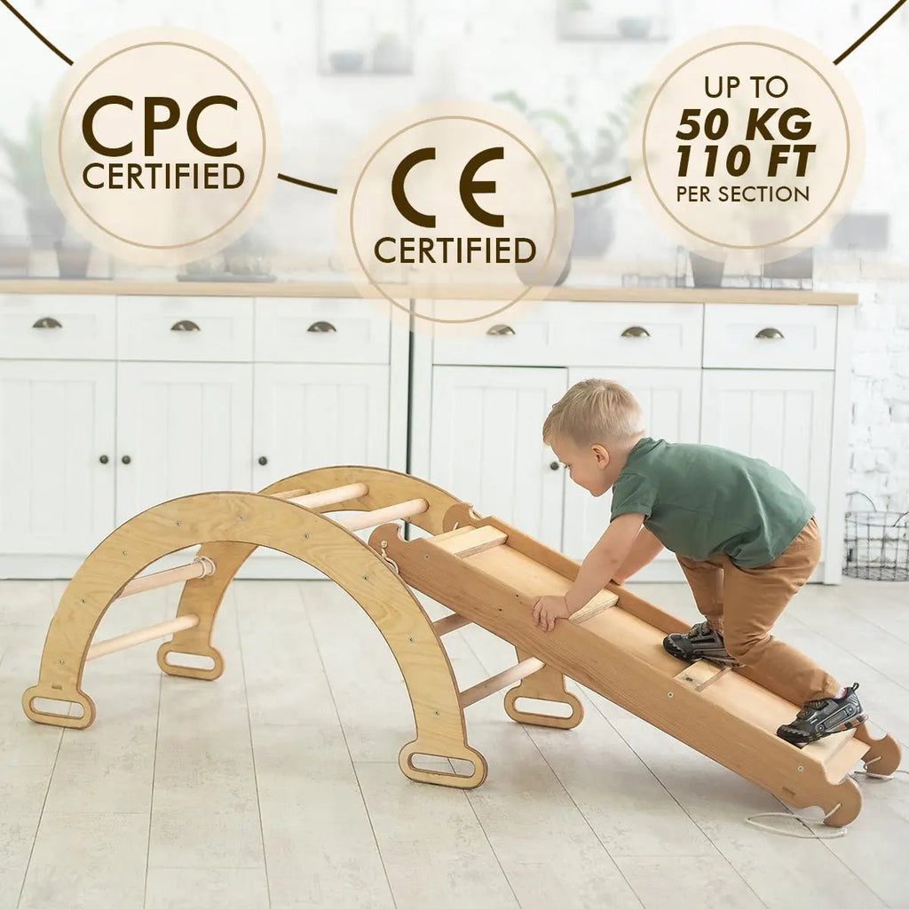 3in1-montessori-climbing-set-climbing-arch-slide-board-cushion-beige-Gift-Baby-Toys-7