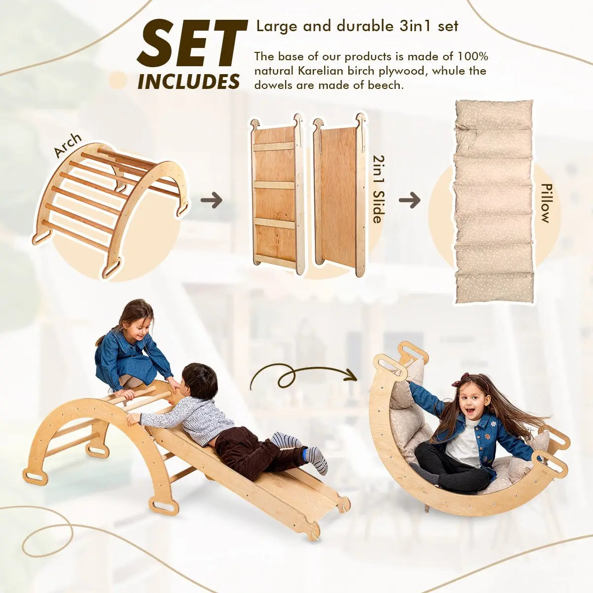 3in1-montessori-climbing-set-climbing-arch-slide-board-cushion-beige-Gift-Baby-Toys-2