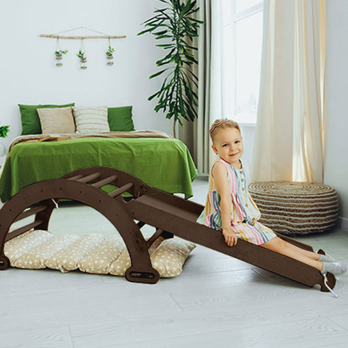 3in1-montessori-climbing-set-climbing-arch-slide-board-cushion-chocolate-Gift-Baby-Toys-1