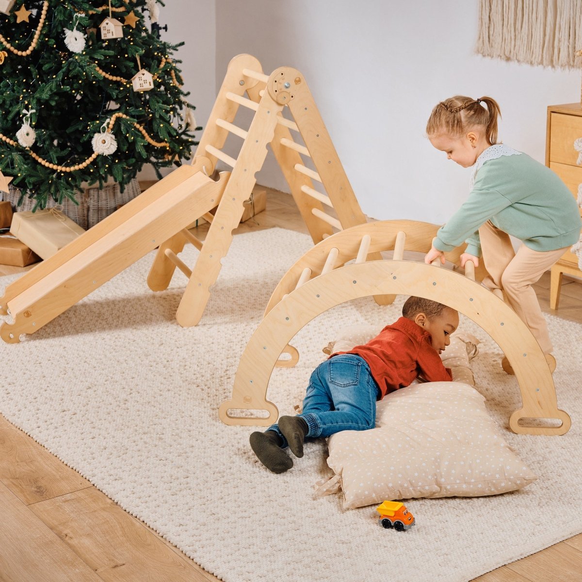 4in1-montessori-climbing-set-triangle-ladder-climbing-arch-slide-board-cushion-beige-Gift-Baby-Toys-9