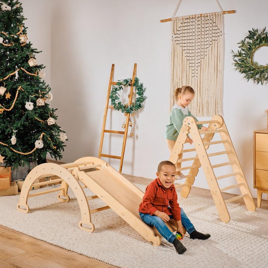 4in1-montessori-climbing-set-triangle-ladder-climbing-arch-slide-board-cushion-beige-Gift-Baby-Toys-7