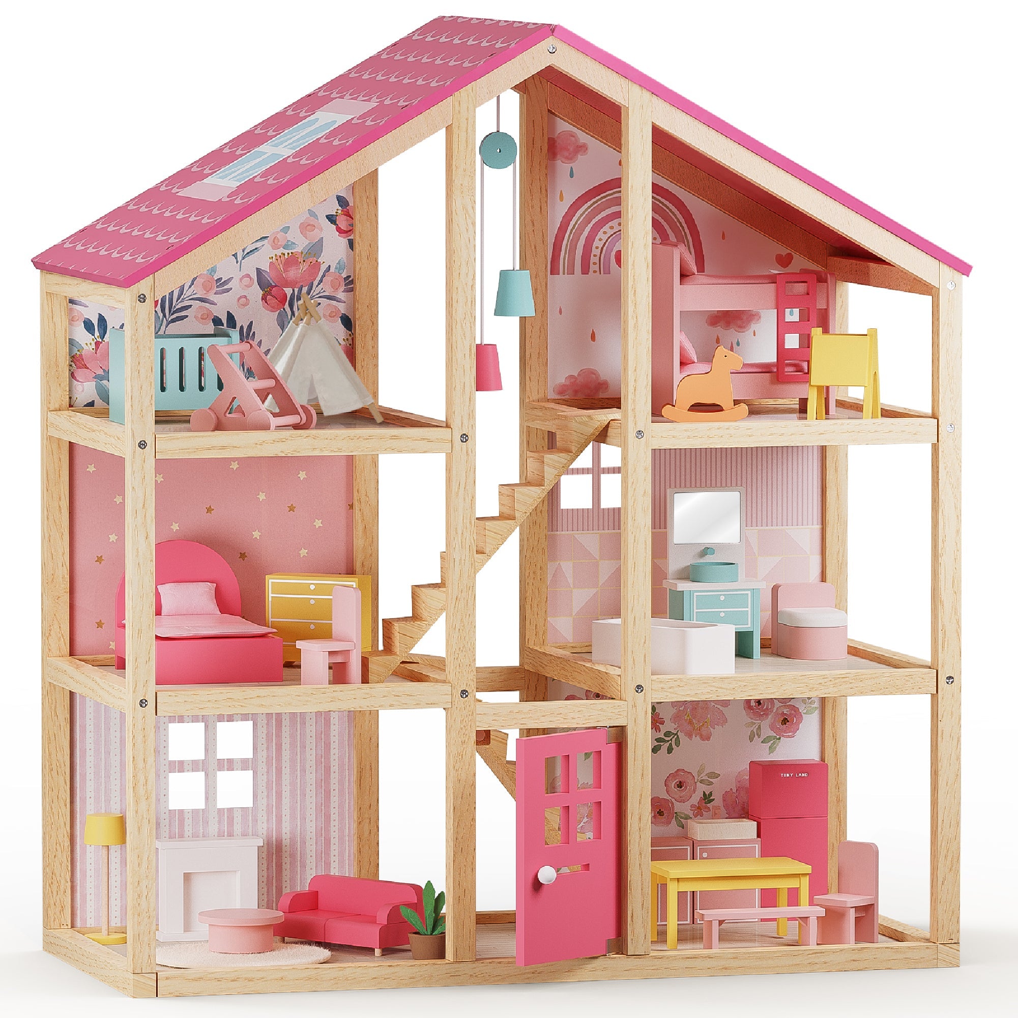 tiny-land®-sweetwood-love-dollhouse-without-dolls-Gift-Baby-Toys-5
