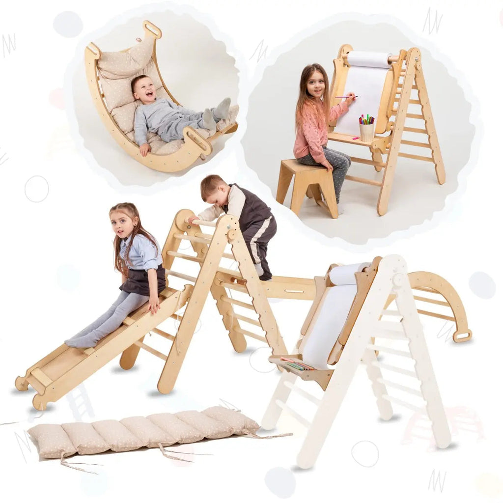 6in1-montessori-climbing-set-triangle-ladder-arch-rocker-slide-ramp-net-cushion-art-addition-Gift-Baby-Toys6in1 Playsets-1