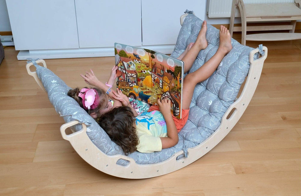 montessori-arch-rocker-with-gray-dinosaur-pattern-pillow-set-Gift-Baby-Toys-3