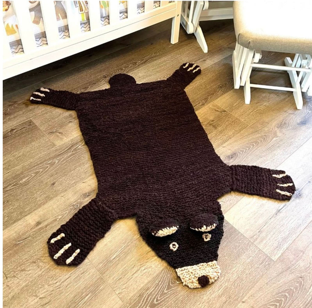 organic-wool-play-mat-nursery-rug-brown-bear-Gift-Baby-Toysknit dolls-1