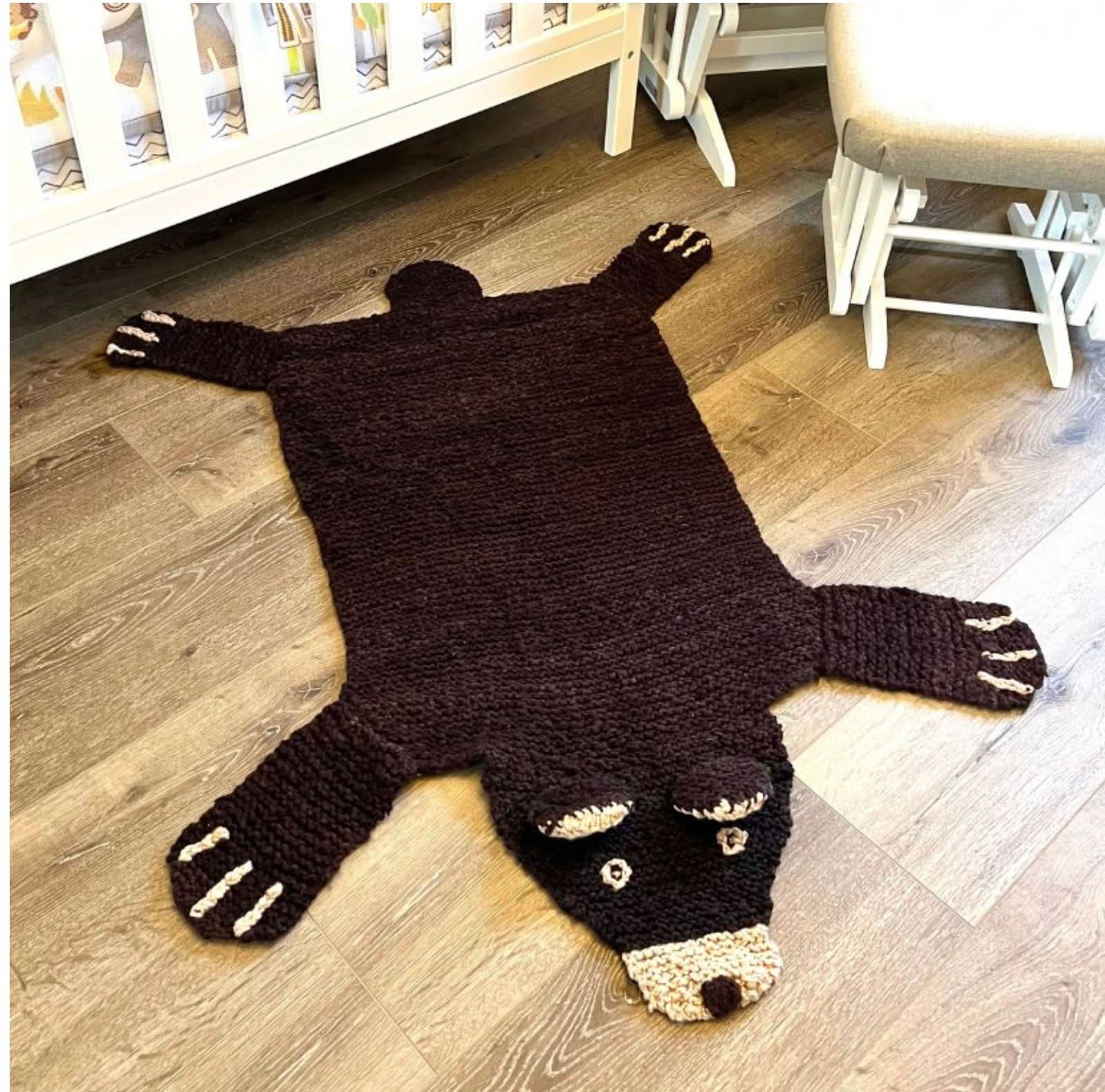 organic-wool-play-mat-nursery-rug-brown-bear-Gift-Baby-Toysknit dolls-1