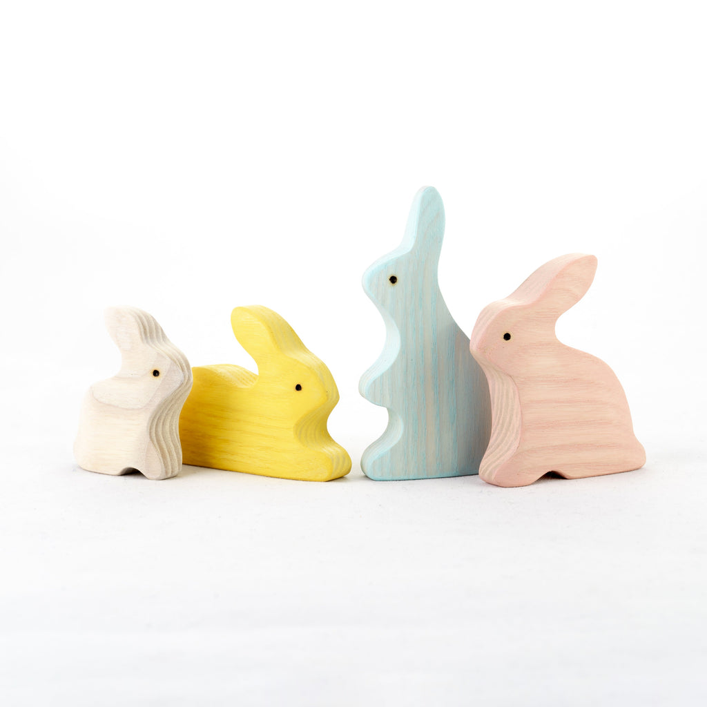 Waldorf toys Bunny Rabbits family Set of 4, rabbits figurines at Gift ...