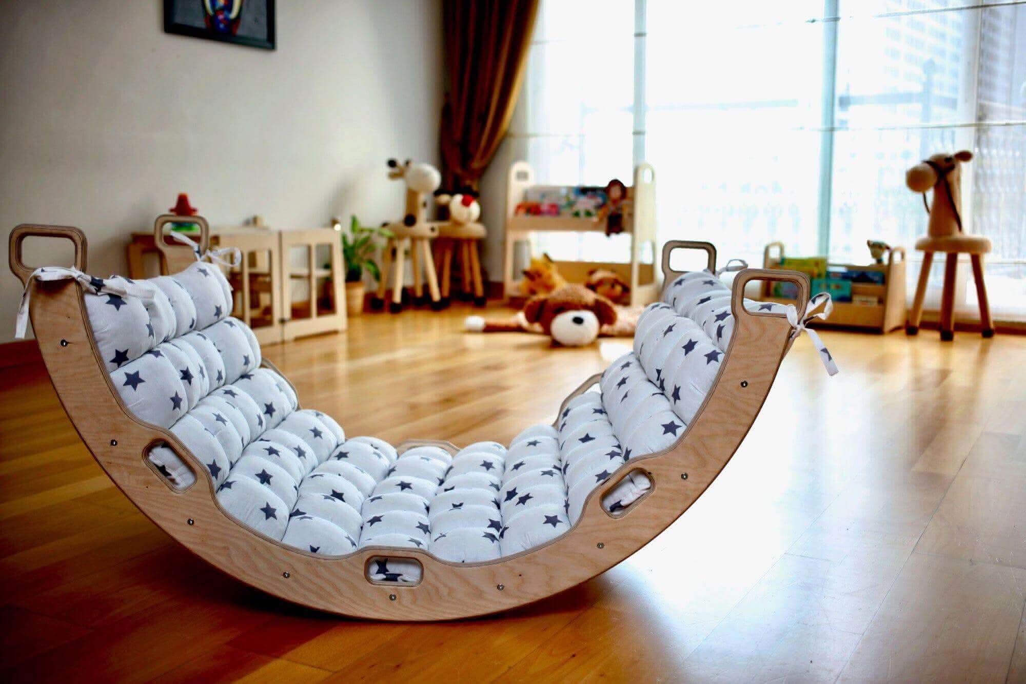 climbing-arch-rocker-and-white-star-pillow-imaginative-play-set-Gift-Baby-Toys-4