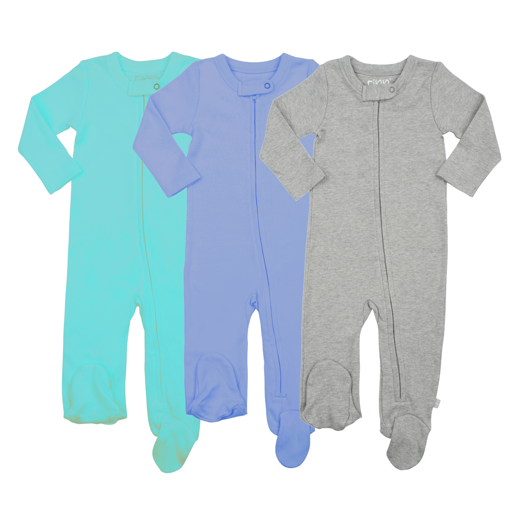 3pc-footie-set-vintage-aqua-periwinkle-heather-grey-Gift-Baby-Toysone-pieces-1