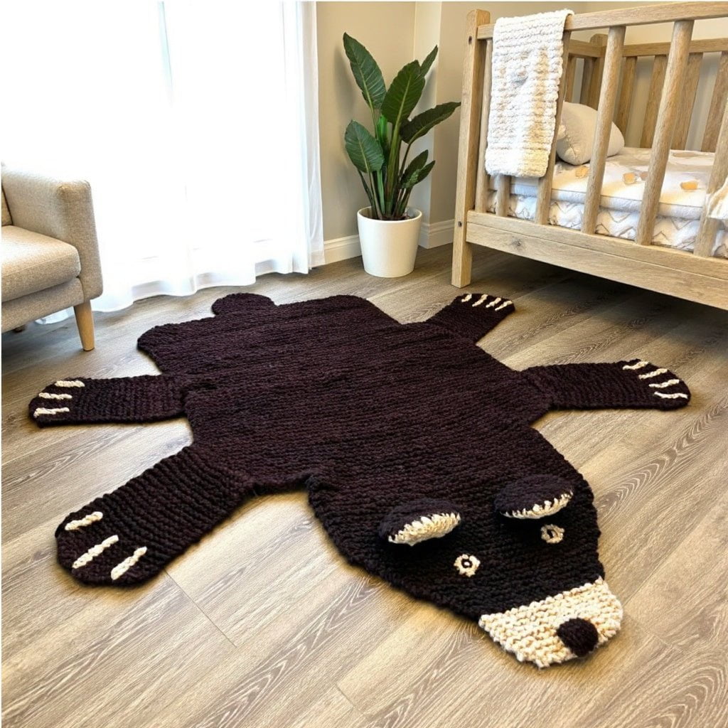 organic-wool-play-mat-nursery-rug-brown-bear-Gift-Baby-Toys-10