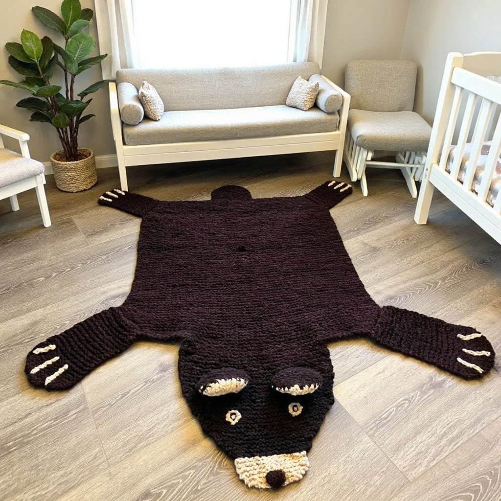 organic-wool-play-mat-nursery-rug-brown-bear-Gift-Baby-Toys-9