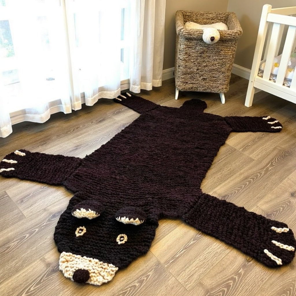 organic-wool-play-mat-nursery-rug-brown-bear-Gift-Baby-Toys-8