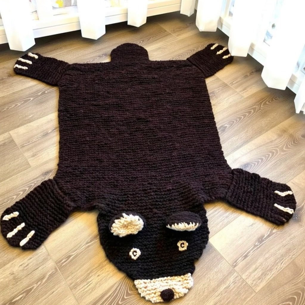 organic-wool-play-mat-nursery-rug-brown-bear-Gift-Baby-Toys-6