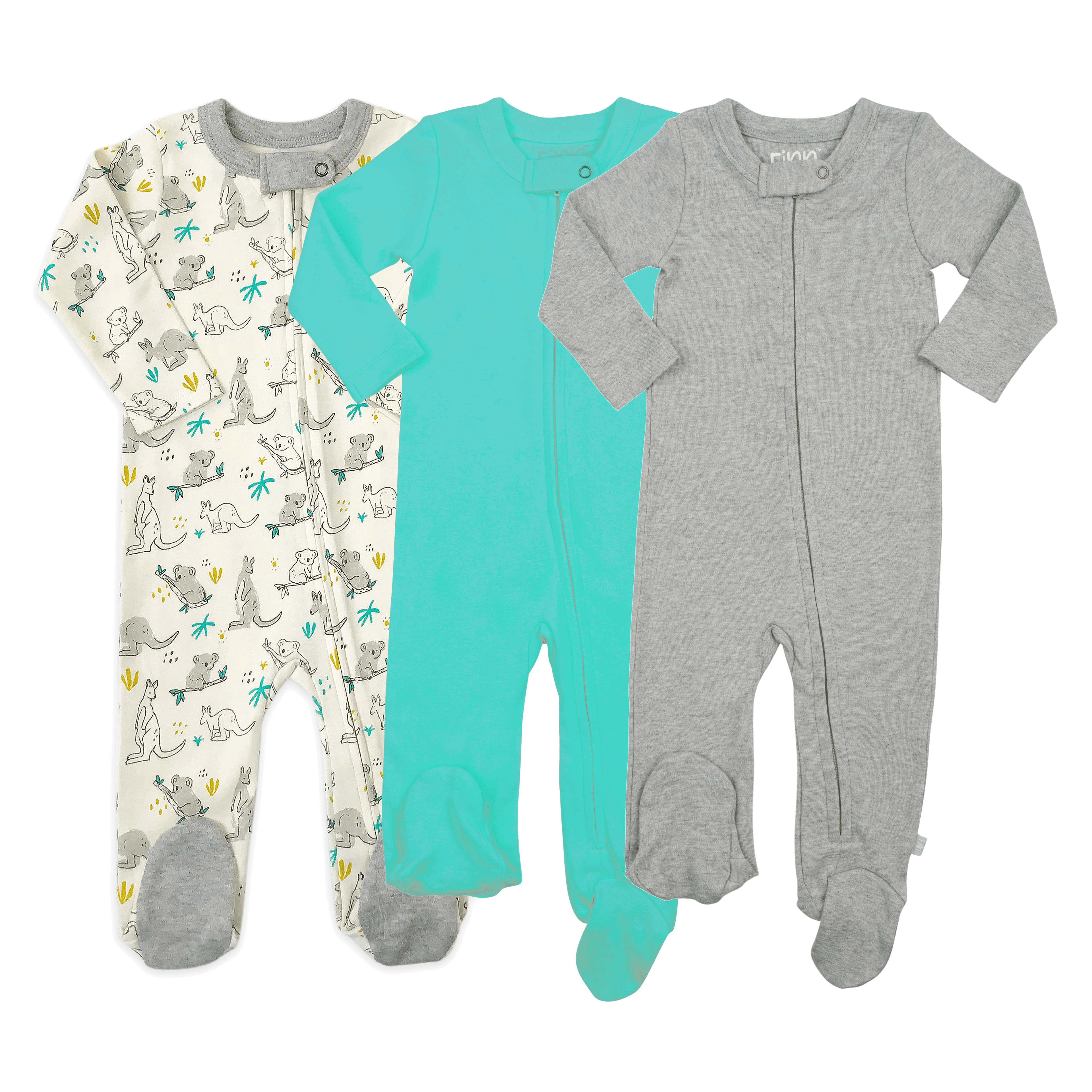 3pc-footie-set-koala-vintage-aqua-heather-grey-Gift-Baby-Toysone-pieces-1