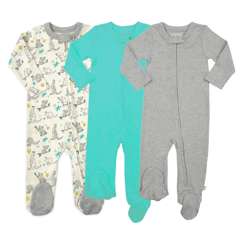 3pc-footie-set-koala-vintage-aqua-heather-grey-Gift-Baby-Toysone-pieces-1