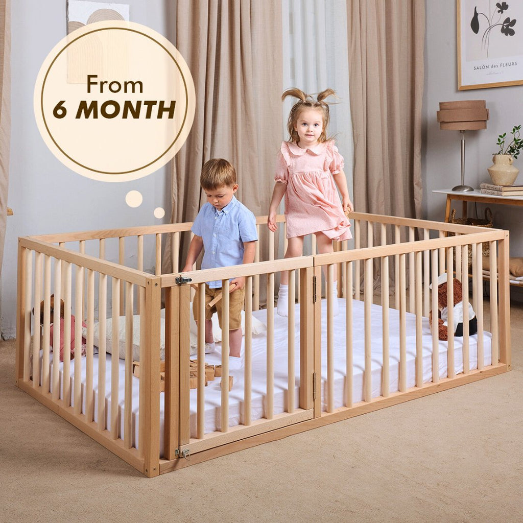 full-montessori-floor-bed-frame-for-toddlers-with-fence-Gift-Baby-Toys-2