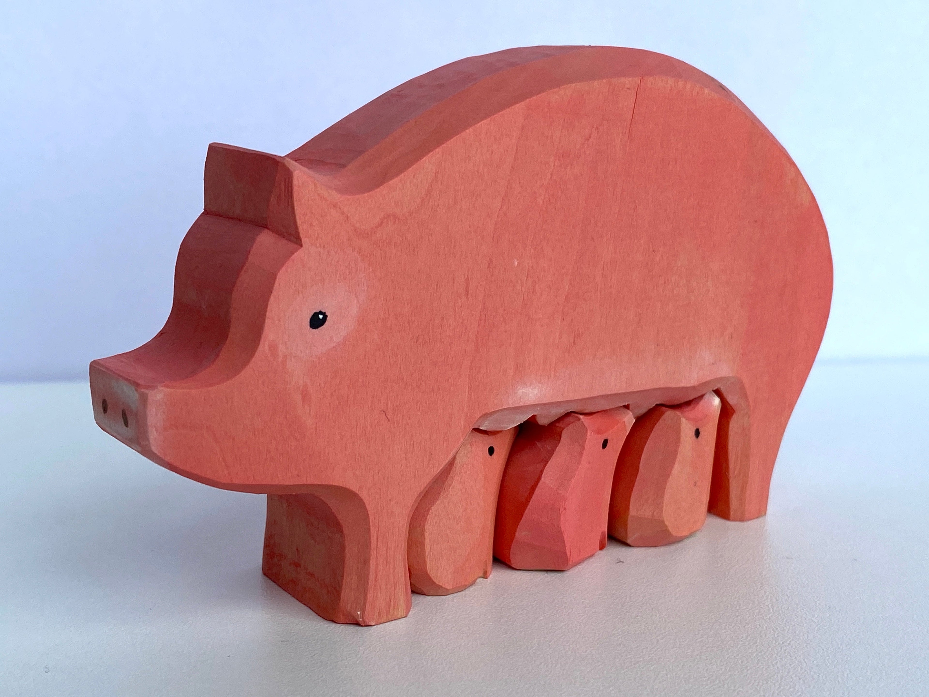 wood-carved-pig-with-piglets-Gift-Baby-Toys-5