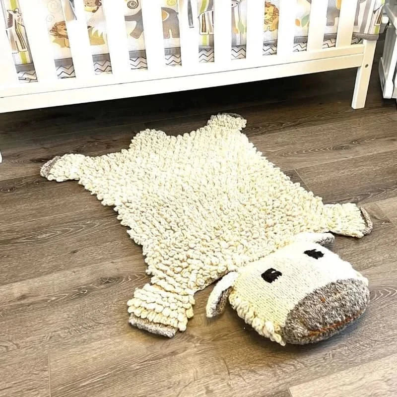 organic-wool-play-mat-nursery-rug-sheep-Gift-Baby-Toysknit dolls-1